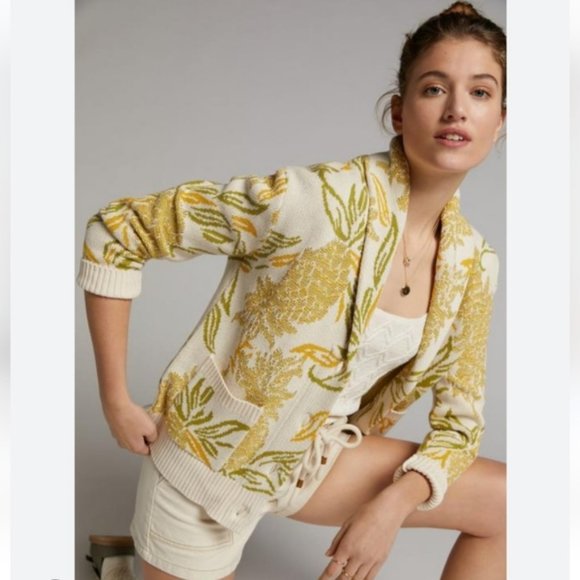 ANTHROPOLOGIE NEW MAEVE PINEAPPLE CARDIGAN SIZE M RETAIL $148 - Picture 1 of 7